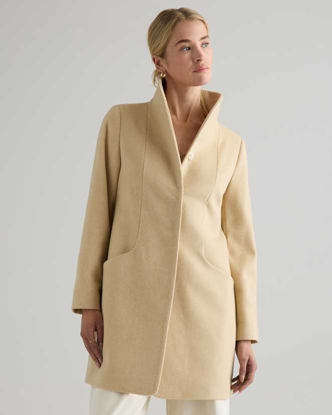 Heather Buttercream Italian Wool Cocoon Coat