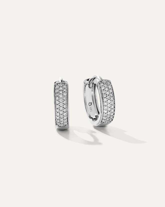 White Gold 14K Gold Pave Diamond Multi Row Huggies