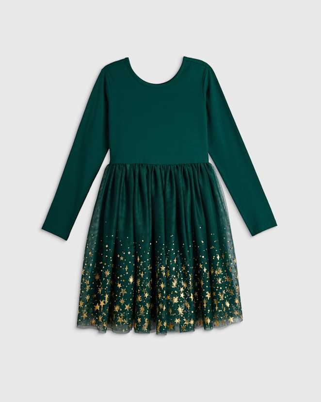 Forest Green Shimmer Tulle Dress