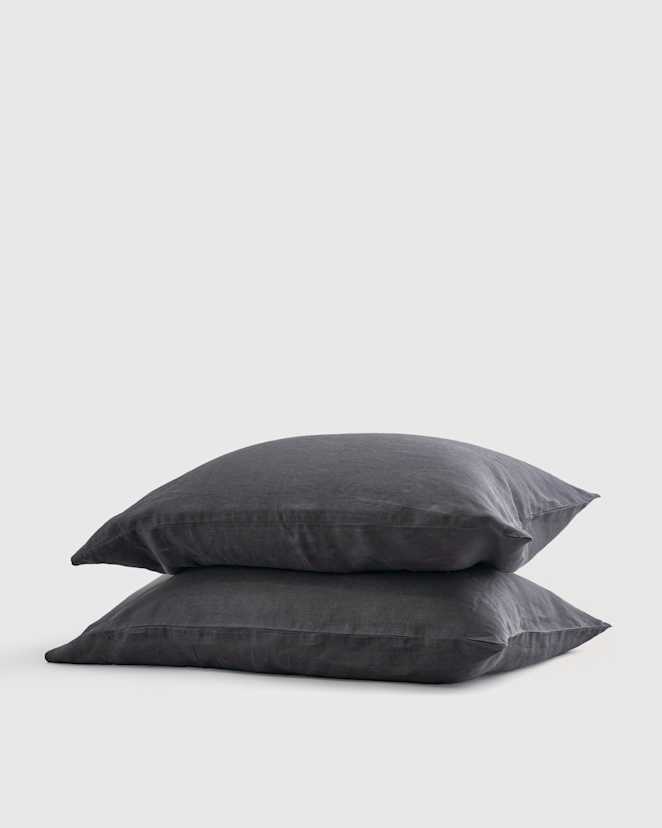 Charcoal European Linen Pillowcase Set