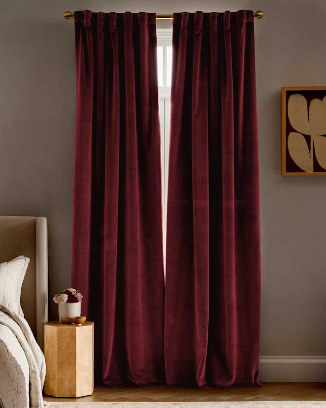 Bordeaux Cotton Velvet Room Darkening Curtain