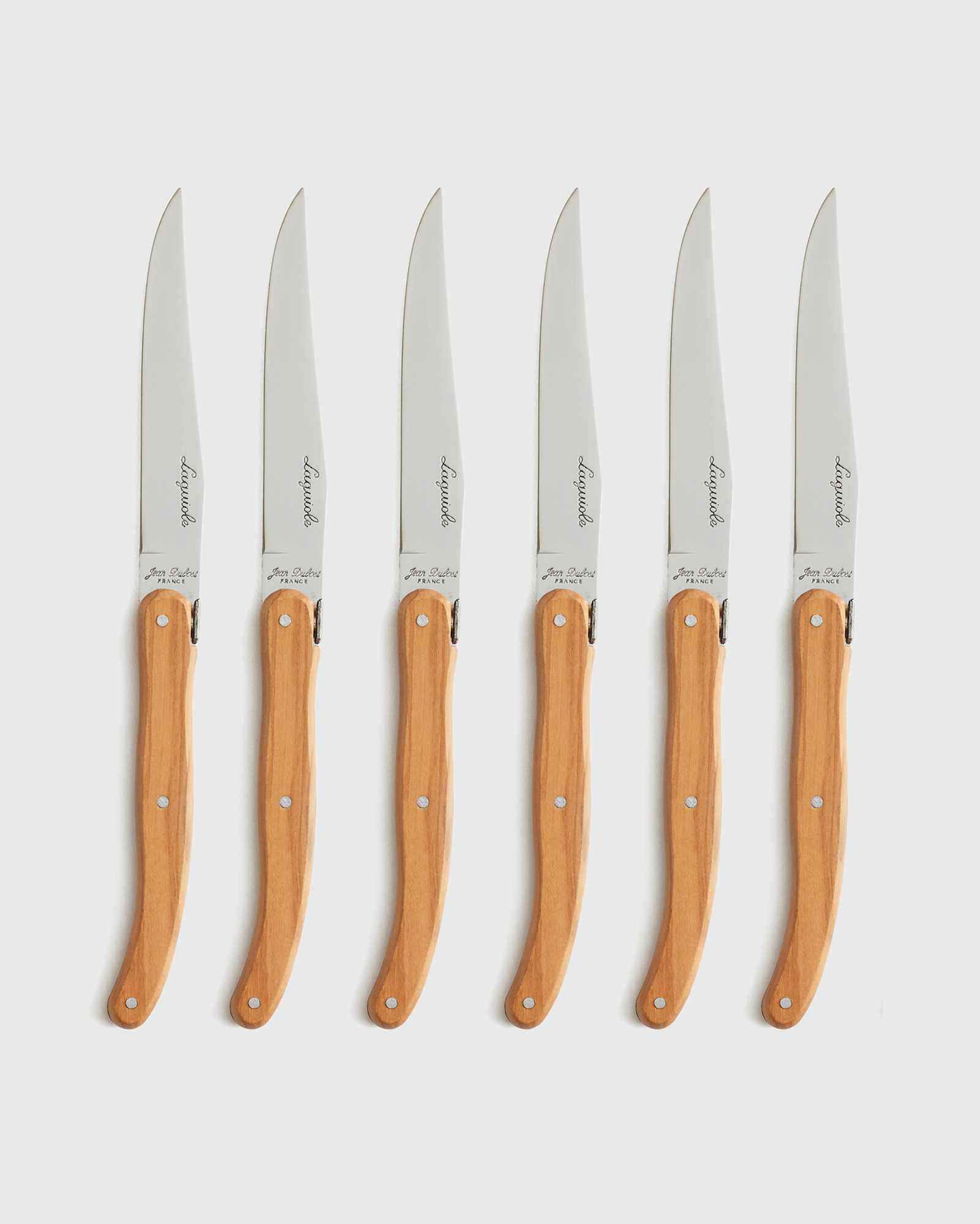 Jean Dubost Laguiole Olivewood Steak Knives Set of 642048 EDITED Knife Set