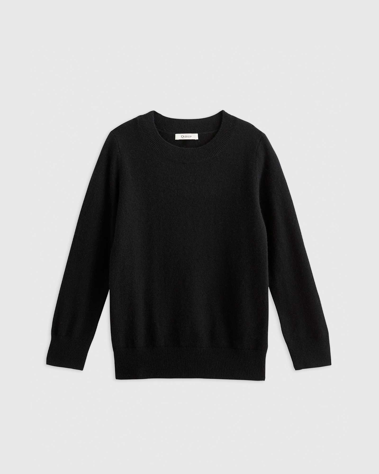 black Washable Cashmere Crewneck Sweater