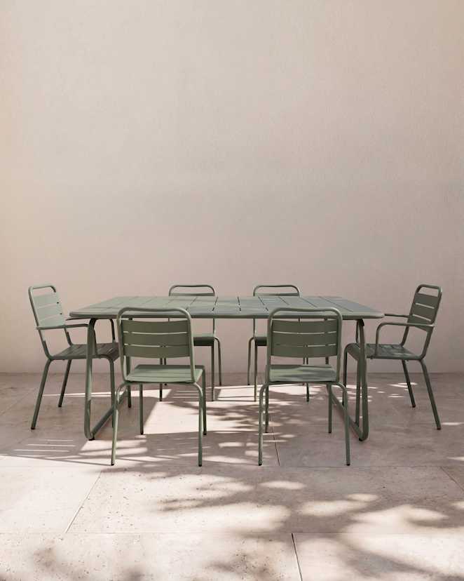 Sage Green Powder-Coated Aluminum Outdoor Dining Set