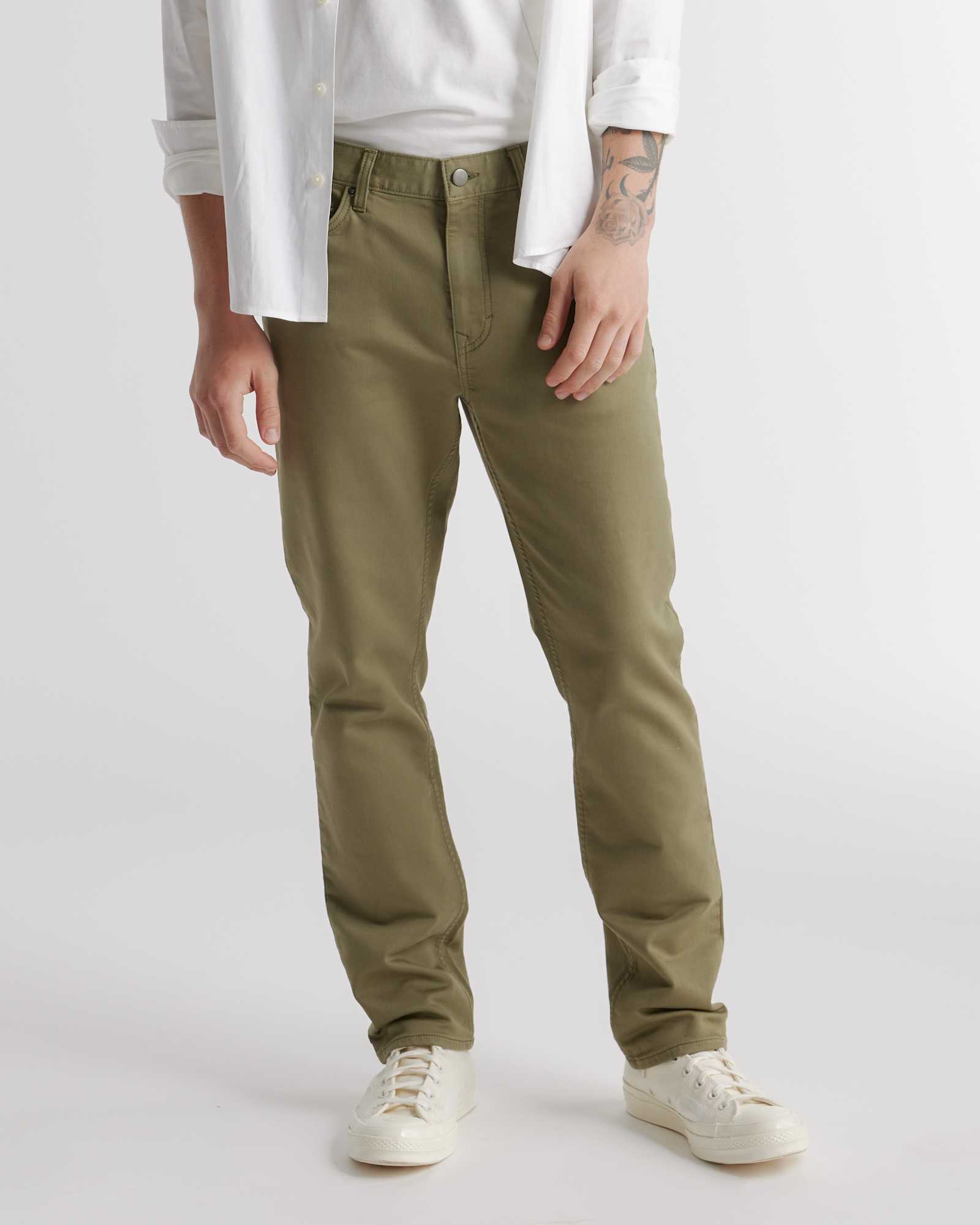 olive Comfort Stretch Traveler 5-Pocket Pants - Straight