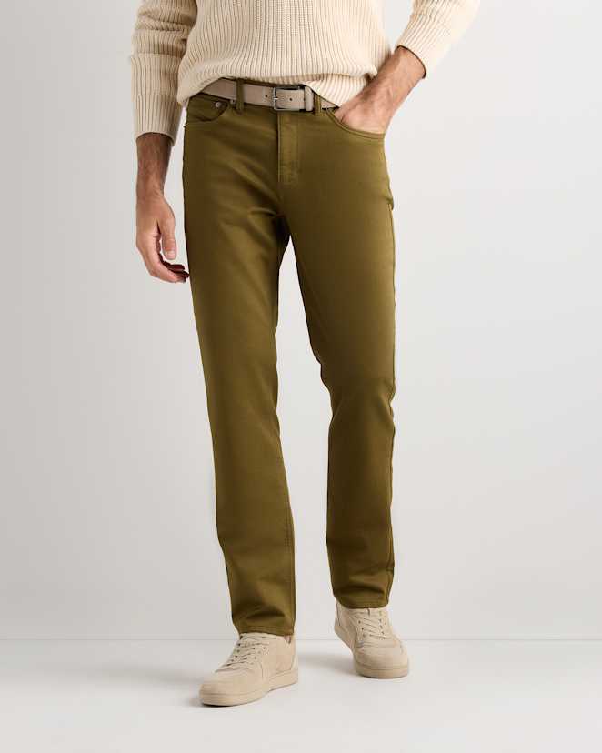 Military Olive Comfort Stretch Traveler 5-Pocket Pants - Straight