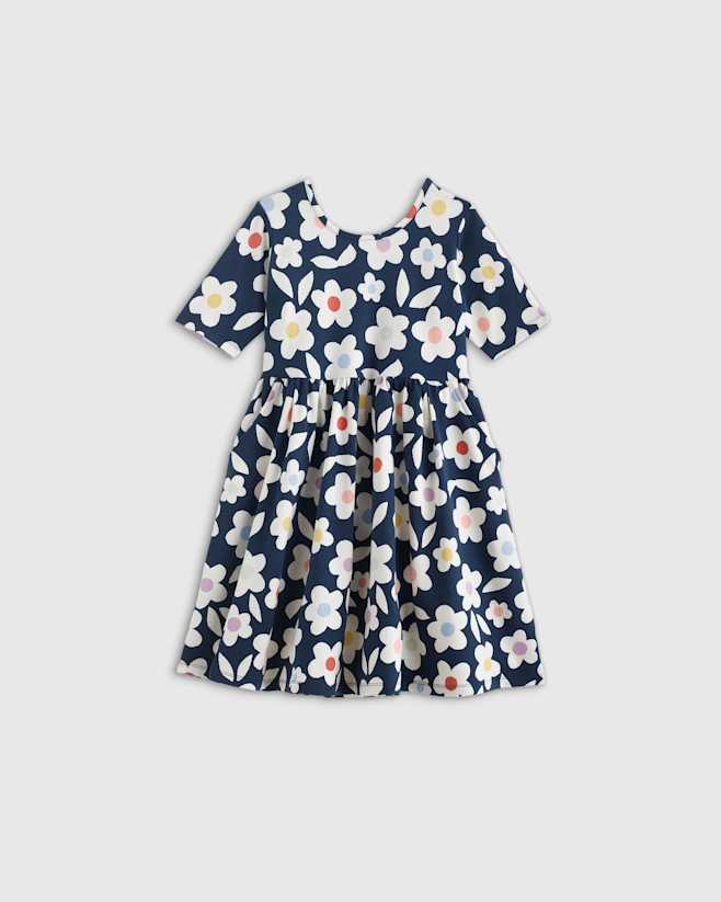 Geo Daisy Organic Cotton Skater Dress