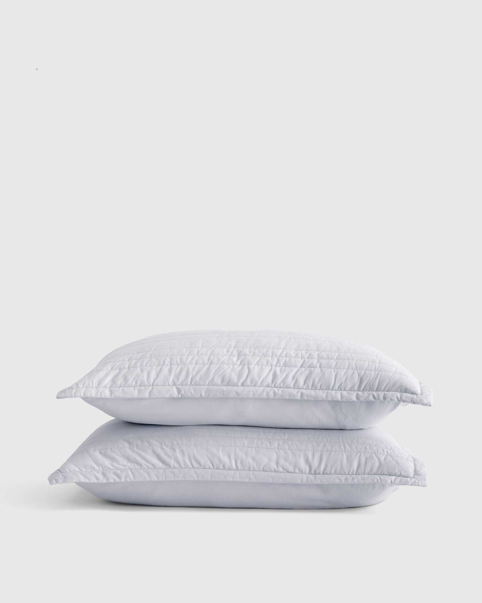 Light Blue Organic Cotton Stripe Stitch Quilted Sham Set