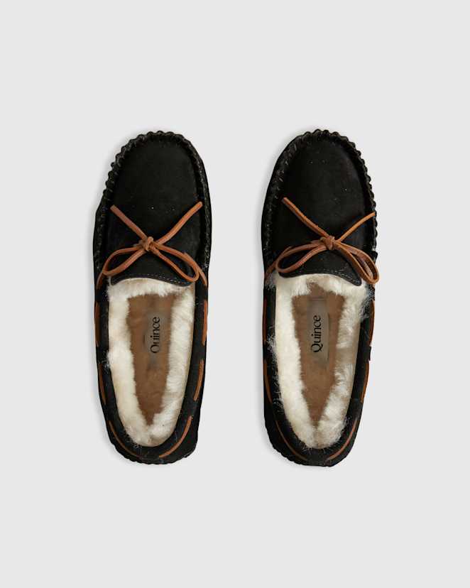 Black Australian Shearling Moccasin Slipper