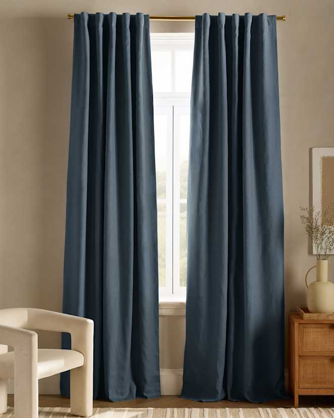 Chambray European Linen Room Darkening Curtain