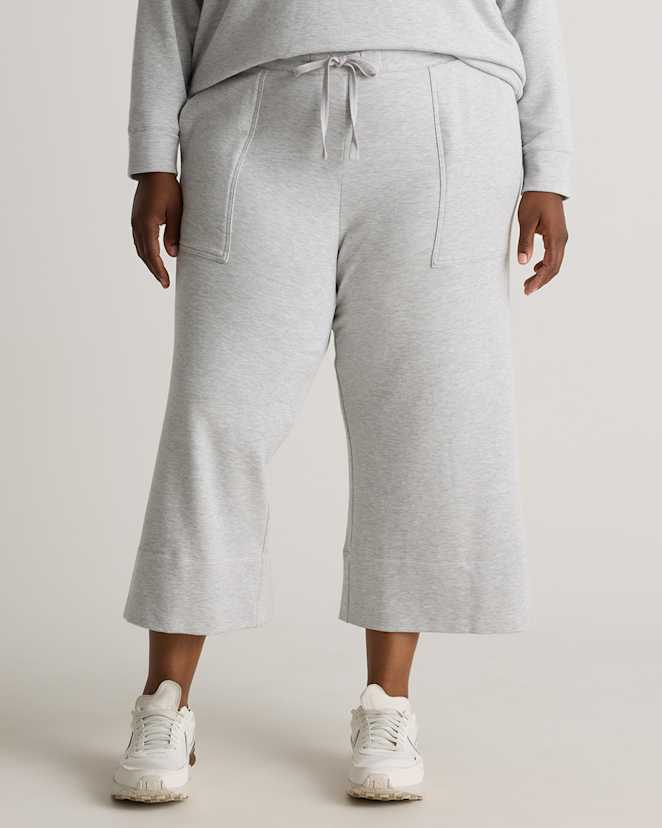 Heather Grey SuperSoft Fleece Cropped Wide Leg Pants