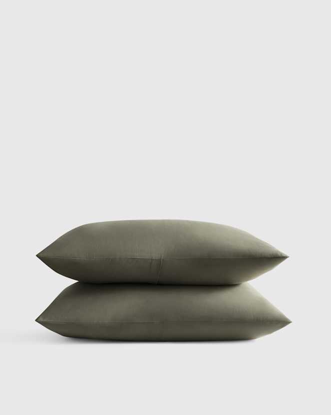 Dusty Olive Ensemble de taies décoratives en percale biologique fraîche