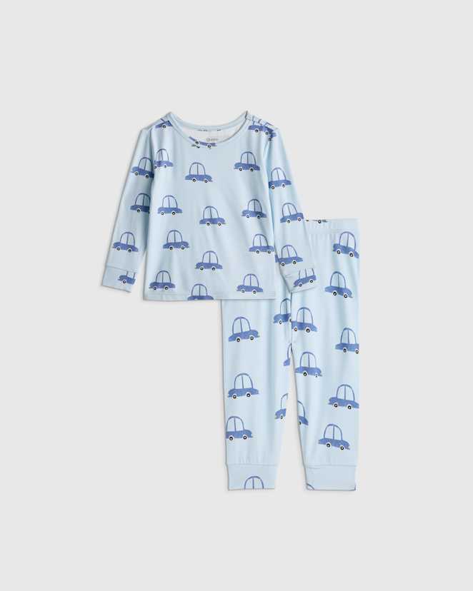 Blue Cars Bamboo Long Sleeve and Pant Pajama Set