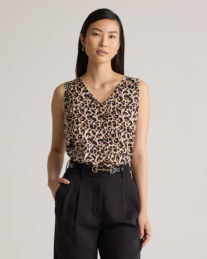 Leopard Washable Stretch Silk Tank