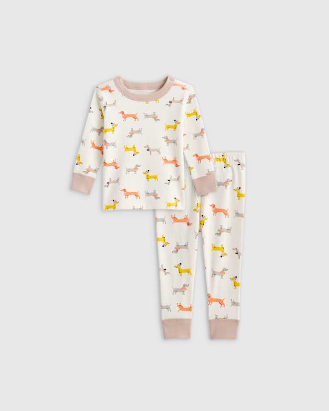 Puppies 100% Organic Cotton Long Sleeve and Pant Pajama Set
