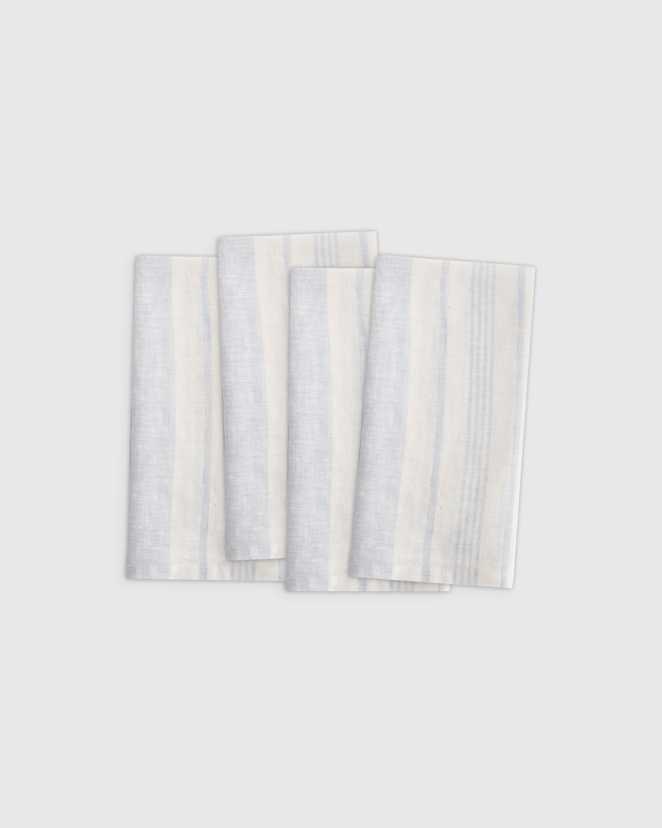 Ivory/Light Blue European Linen Modern Stripe Napkins (Set of 4)