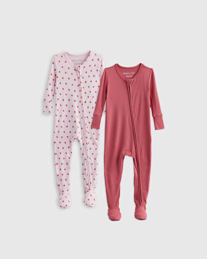 Painted Hearts Bamboo Tight Fit Footie Pajamas 2-Pack