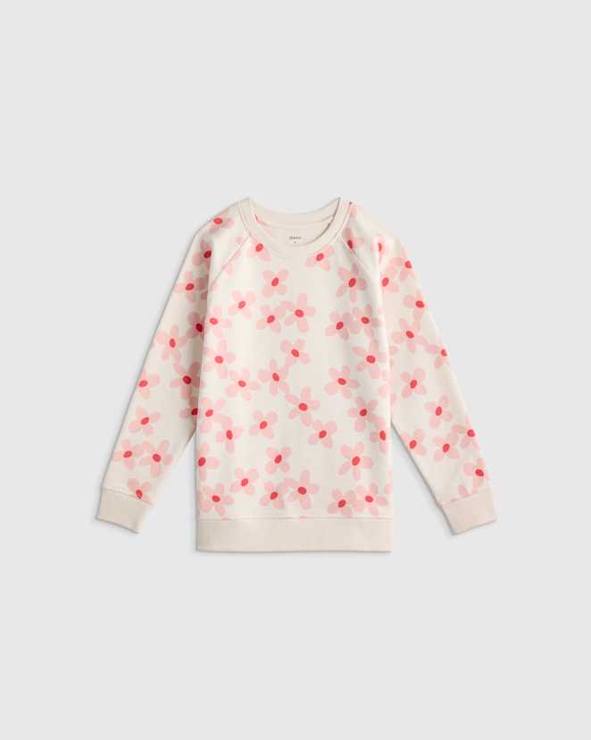 Pink Blooms Organic Cotton French Terry Crew Neck Sweatshirt