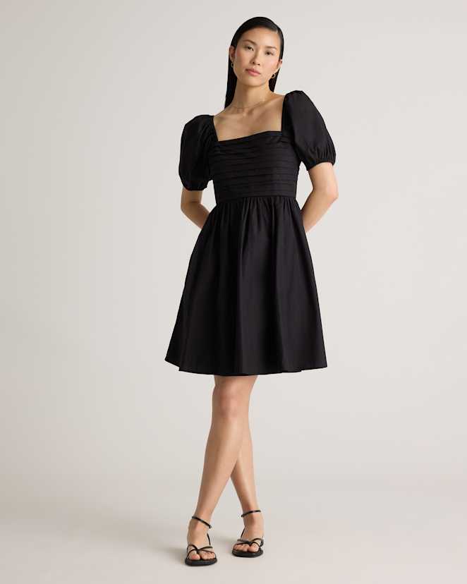 Black 100% Organic Cotton Ruched Mini Dress