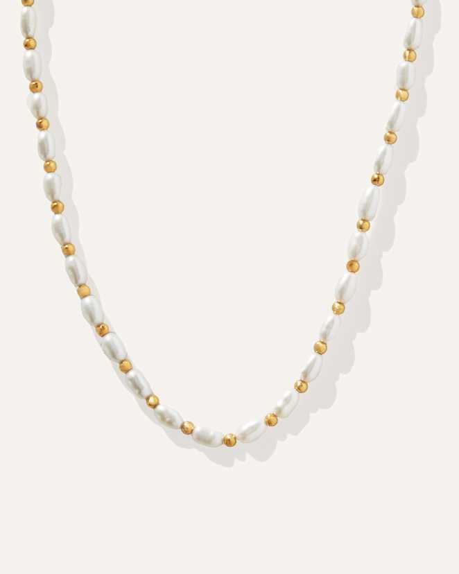 Gold Vermeil Seed Pearl Beaded Necklace