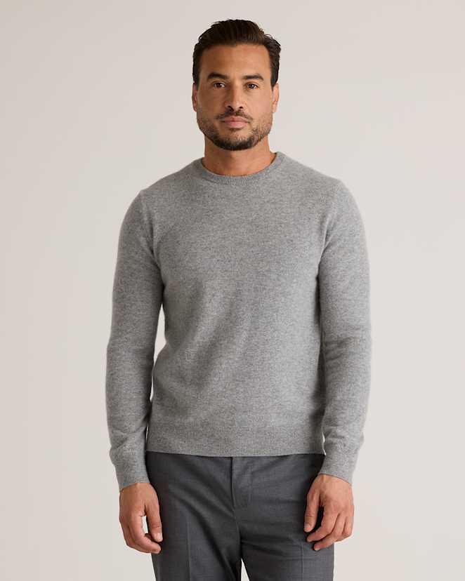 Heather Grey Mongolian Cashmere Crewneck Sweater