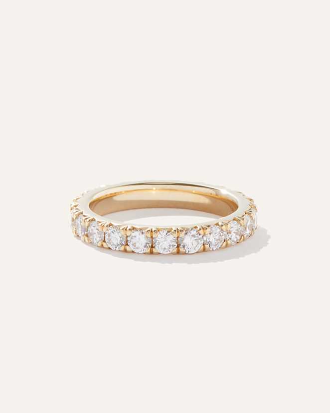 Yellow Gold 14K Gold Lab Grown Diamond French Pave Eternity Band