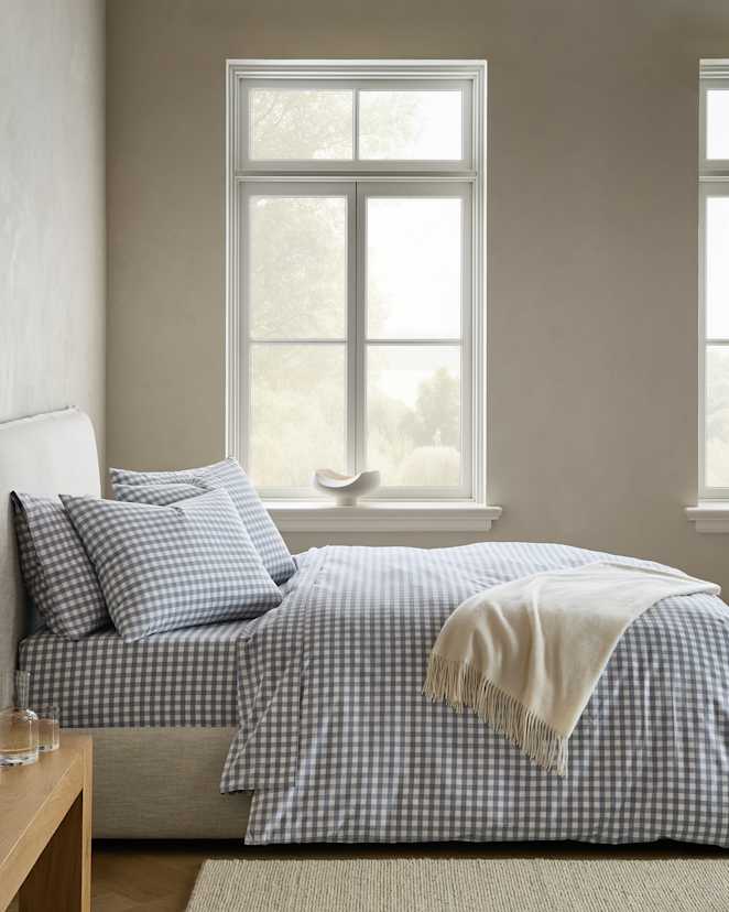 Mineral Organic Crisp Percale Gingham Duvet Cover Set