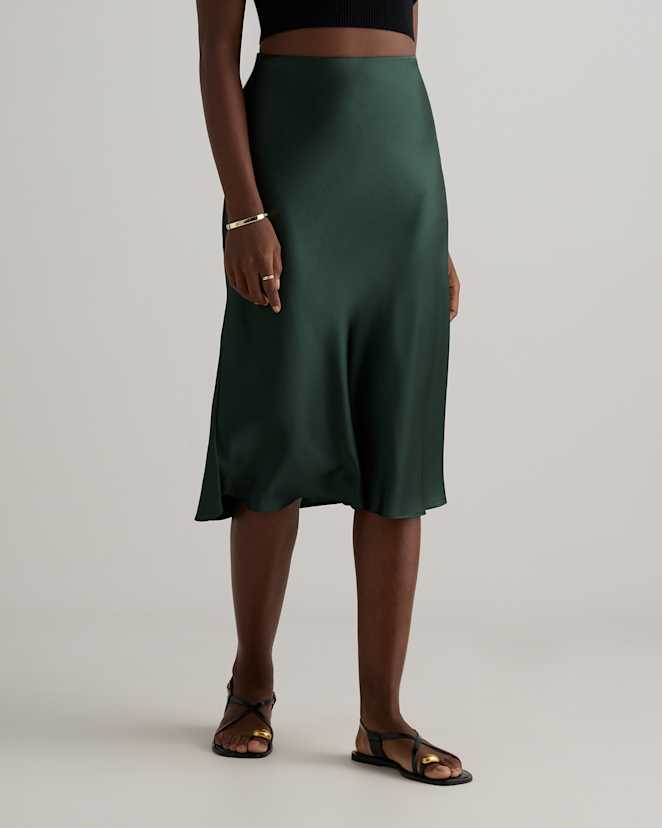 Forest Green 100% Washable Silk Skirt