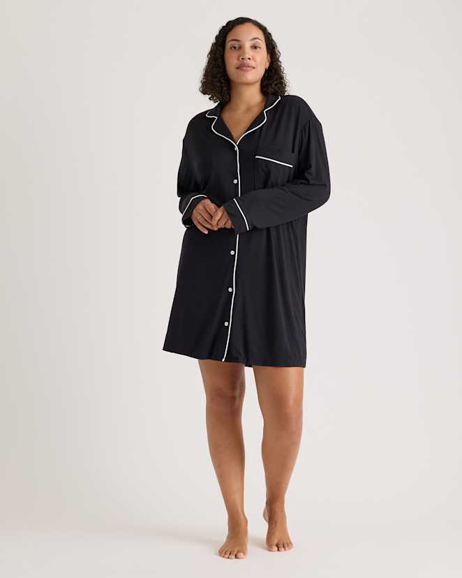 True Black Bamboo Jersey Sleep Shirt
