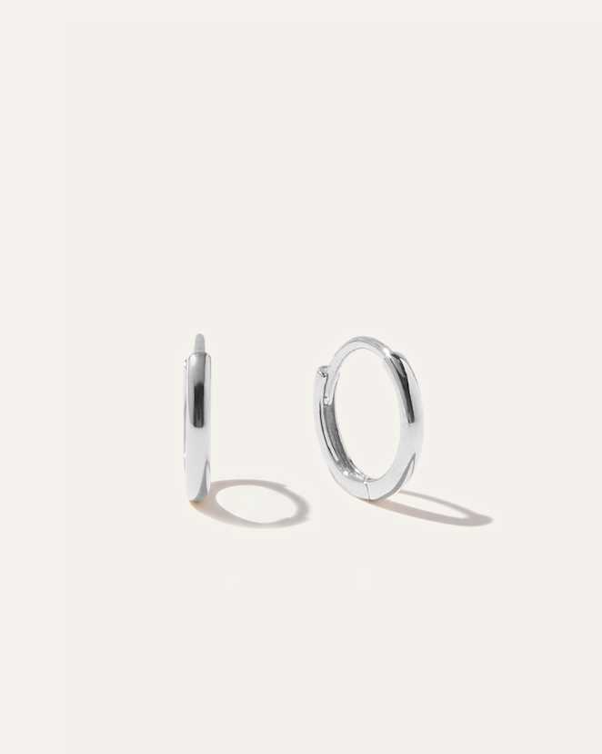 White Gold 14K Gold Tiny Huggie - Pair