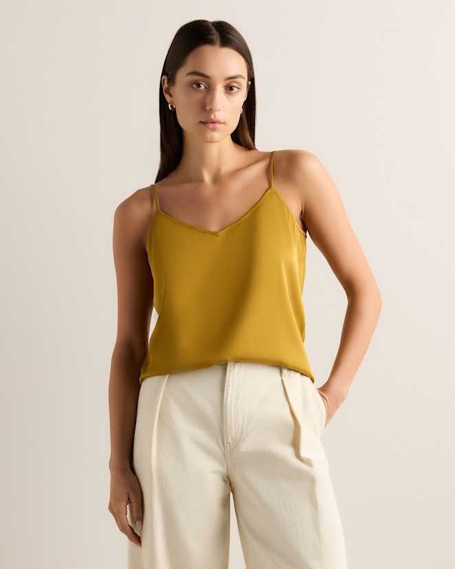 Mineral Yellow Camisole en soie extensible lavable à col en V