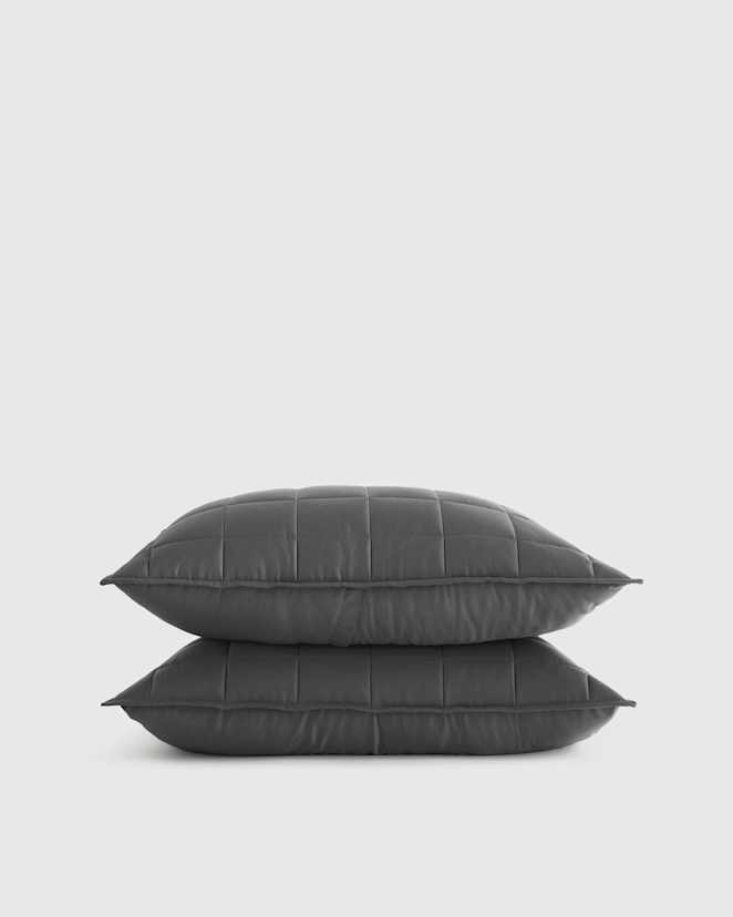 Charcoal Bamboo Box Quilted Sham Set