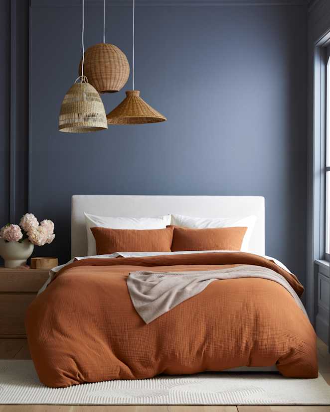 Terracotta Organic Airy Gauze Duvet Cover Set