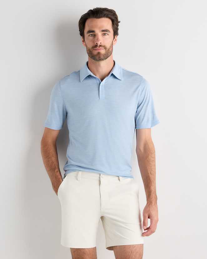 Light Blue Heather Extra-Fine Australian Merino Polo