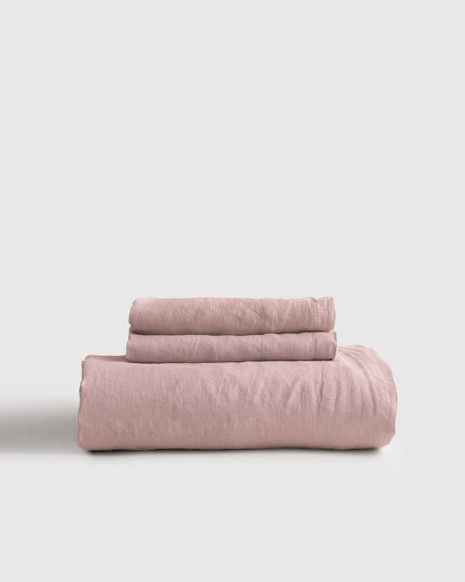 Dusty Mauve European Linen Fitted Sheet Set