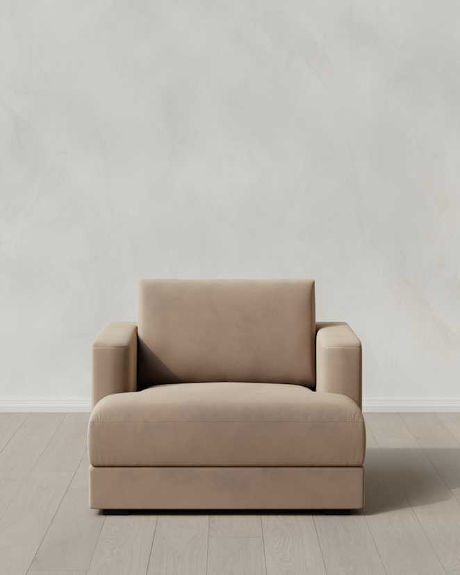 Taupe Sierra Curved Arm Accent Chair in Performance Velvet