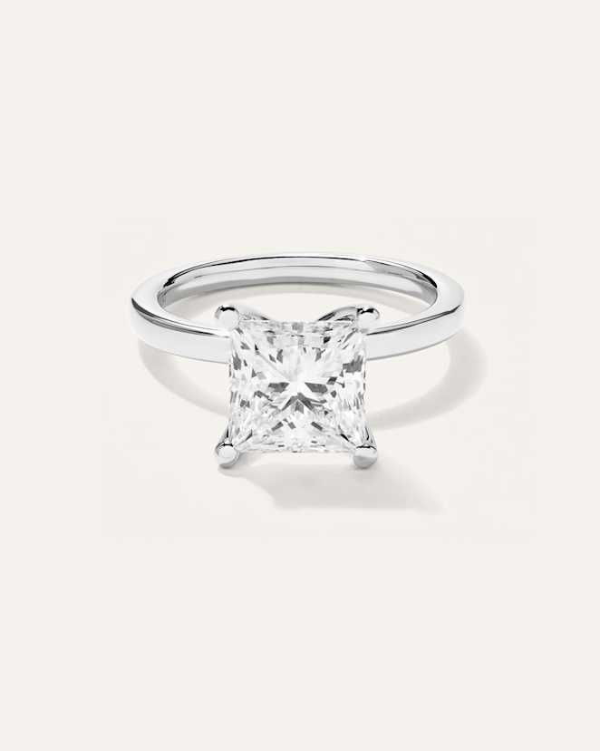 White Gold Lab Grown Diamond Princess Comfort Fit Engagement Ring - 3ct