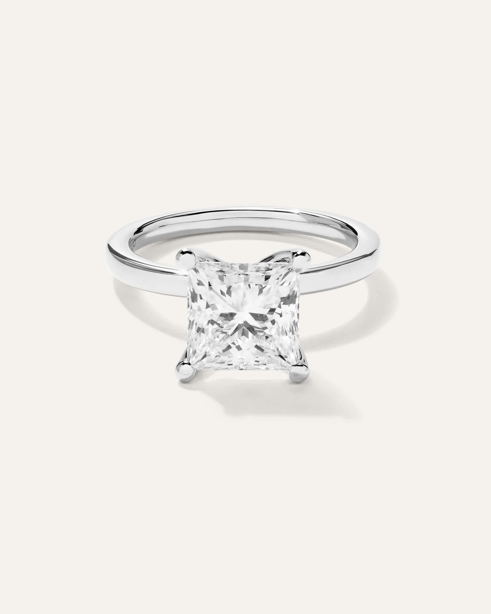 White Gold Lab Grown Diamond Princess Comfort Fit Engagement Ring - 3ct