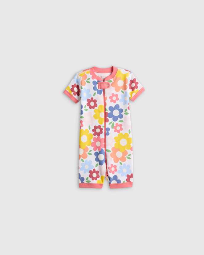 Pop Floral 100% Organic Cotton Shortie Onesie Pajama
