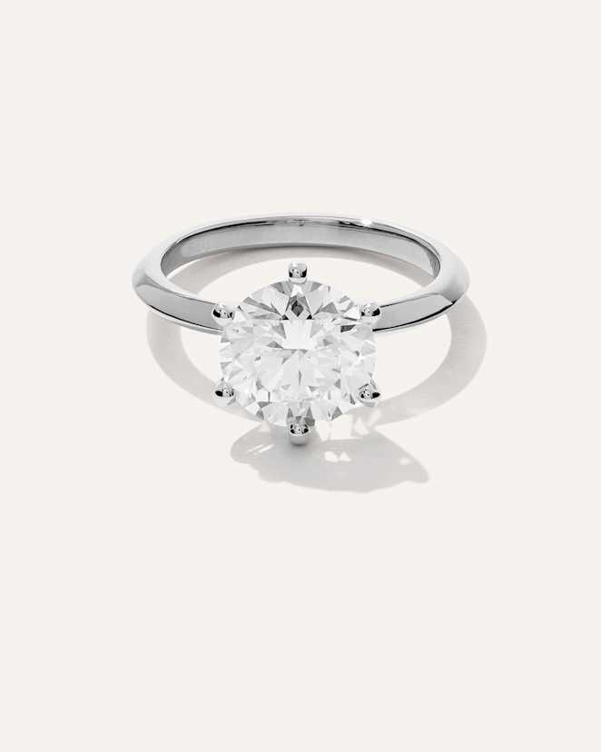 Platinum Lab Grown Diamond Round Six Prong Knife Edge Engagement Ring - 3ct