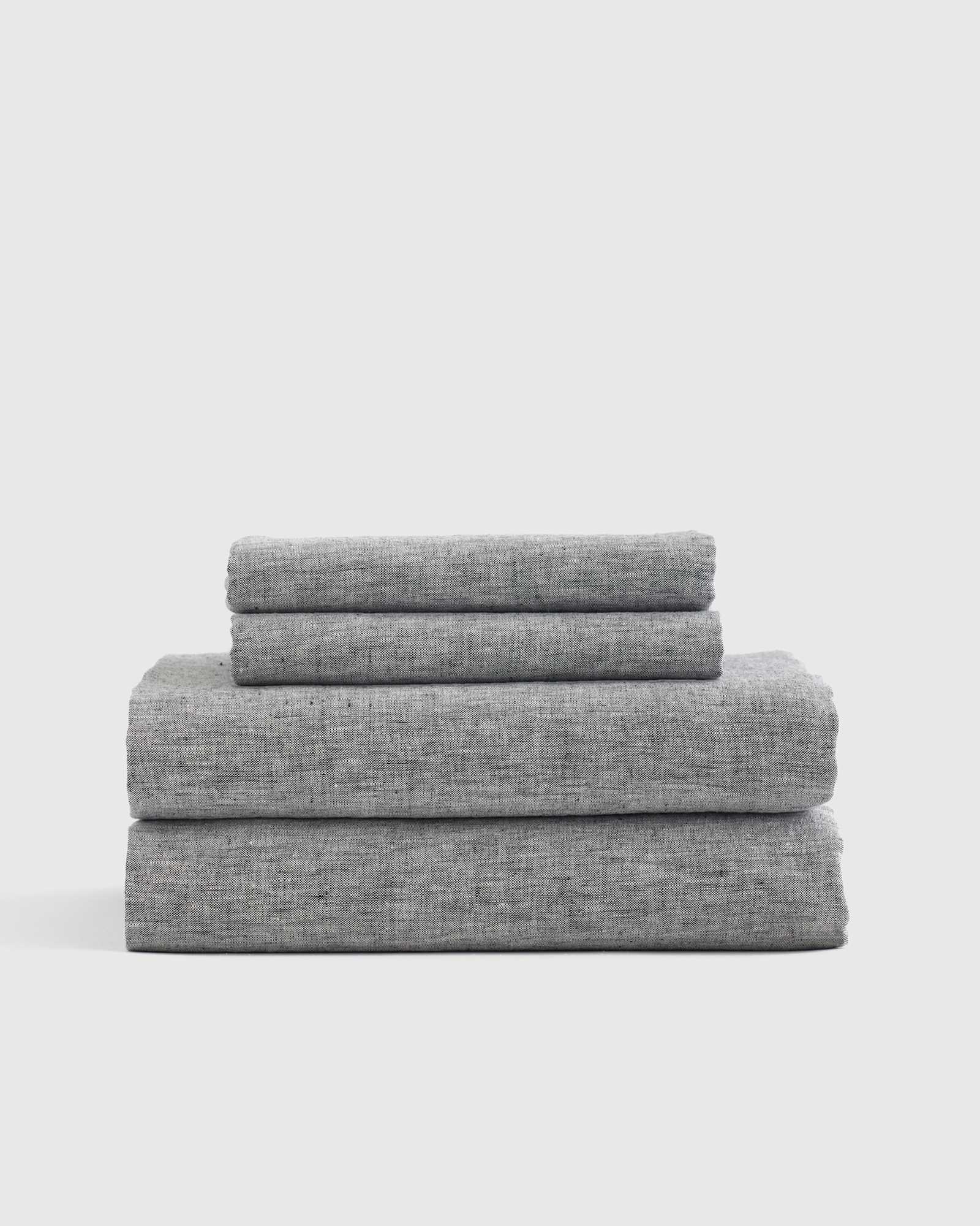 Charcoal European Linen Chambray Sheet Set