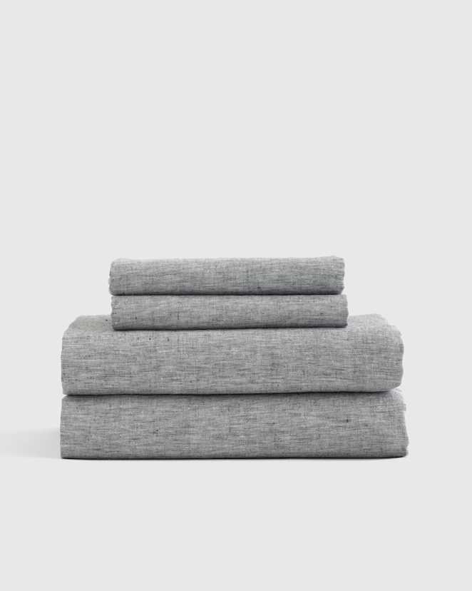 Charcoal European Linen Chambray Sheet Set