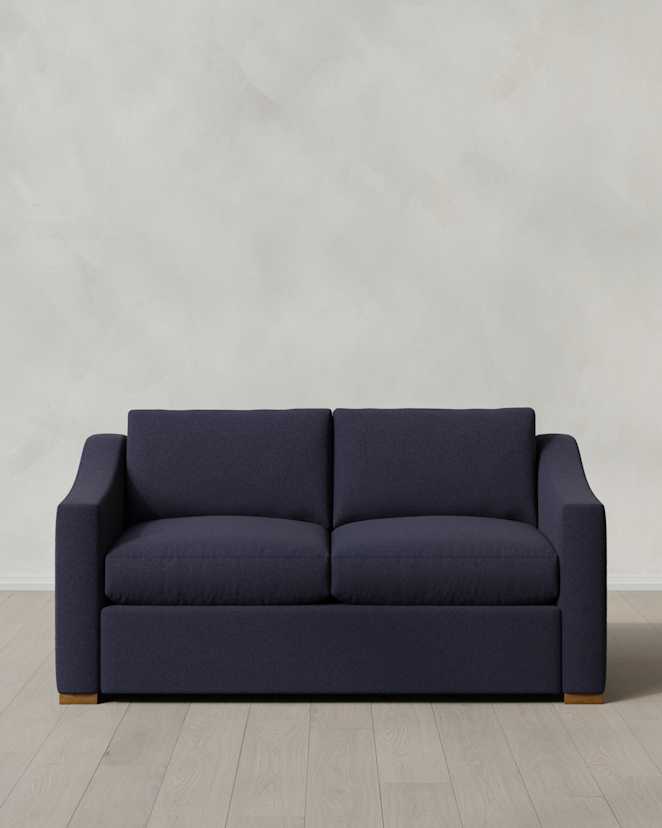 Navy Hollis Slope Arm Sofa in Performance Basketweave