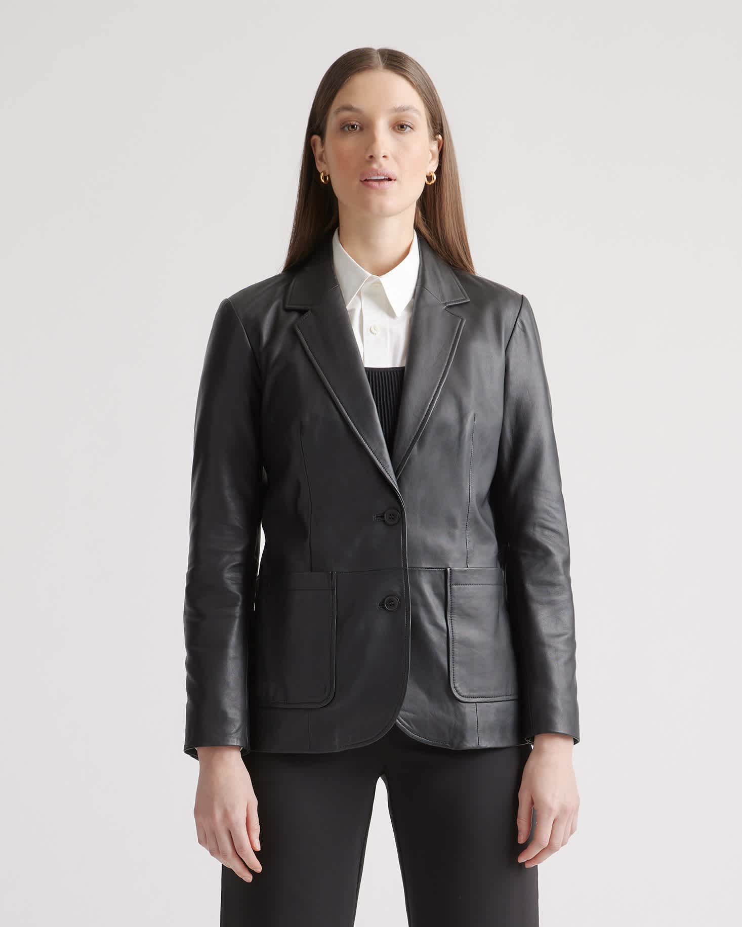 black 100% Leather Blazer