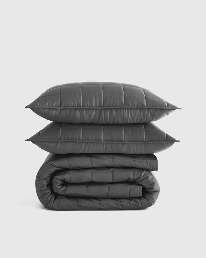 Charcoal Bamboo Box Quilt Set