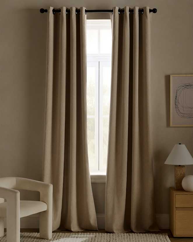Flax European Linen Grommet True Blackout Curtain - Single Panel