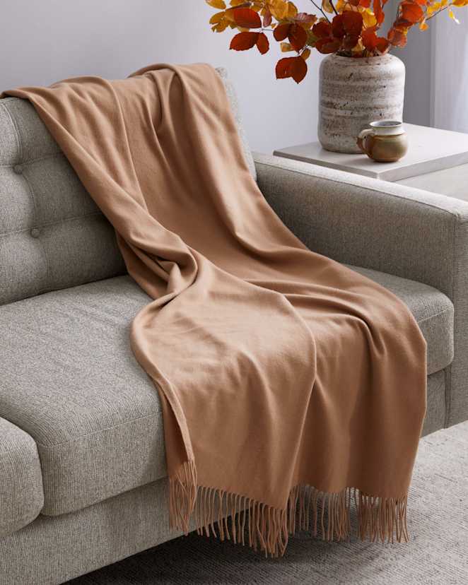 Camel Mongolian Cashmere Throw