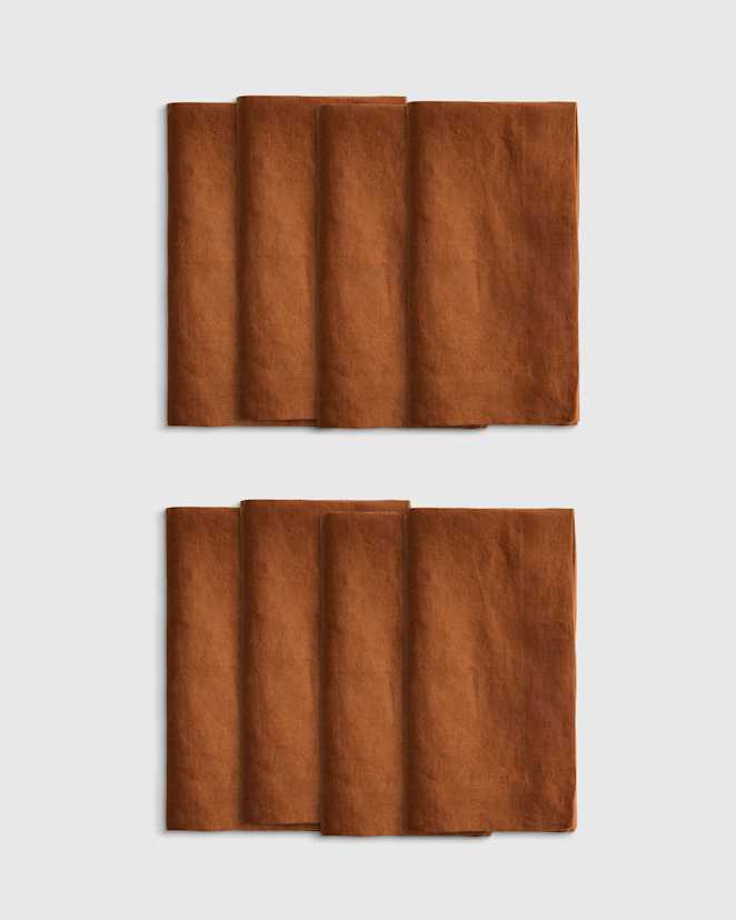 Terracotta European Linen Wide-Hem Napkins (Set of 8)