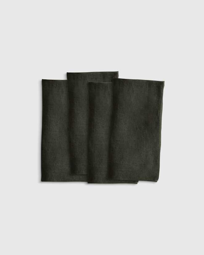 Pine European Linen Wide-Hem Napkins (Set of 4)