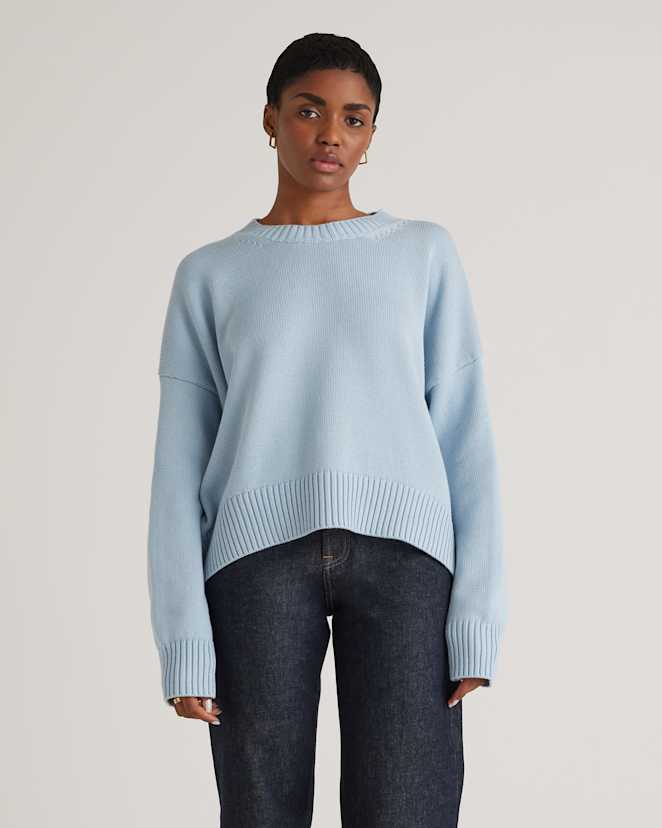 Sky Blue 100% Organic Cotton Boyfriend Crew Sweater
